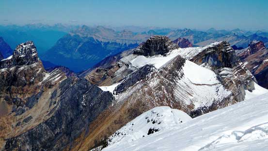 Peaks in Winston Churchill Range. Kerkeslin behind in the background.