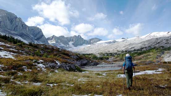 Eric arriving at the treeline/alpine