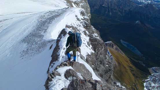 Then, balancing over a narrow section of the ridge
