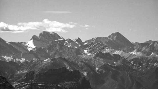 Looking south are the giants- Mt. Harrison and Mt. Mike. Apparently Mike wanted to ascend Mt. Mike...