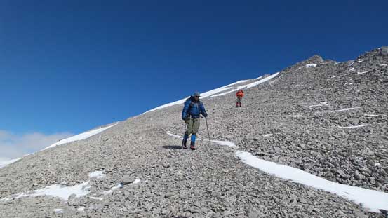 Descending from the true summit