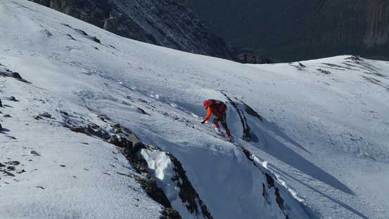 Mike ascending onto the false summit
