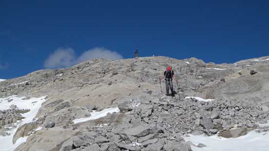 Mike descending the typical terrain