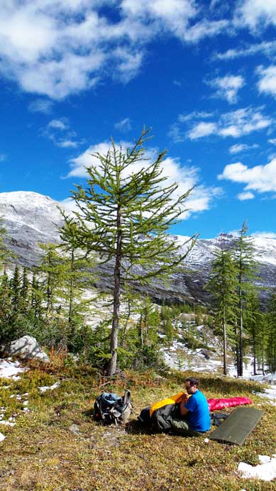 Breaking camp. Note the larches. In another week or so, mmm..