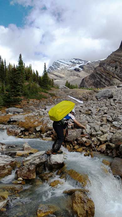 We'd eventually bash up this valley to the last trees. 