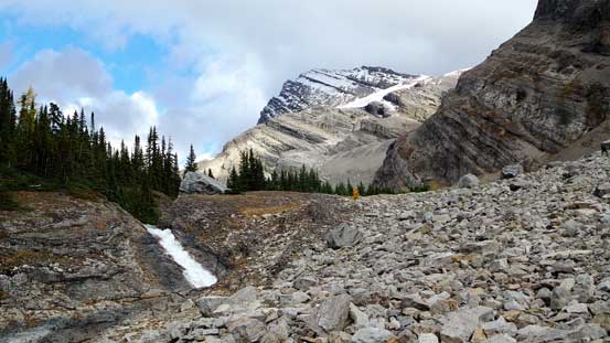 A neat waterfall with our objective in the background