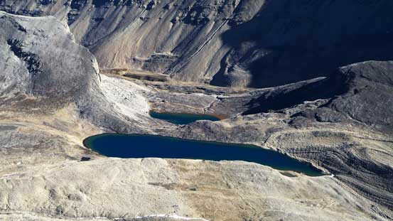 These tarns are the headwater of the remote Roaring Creek Valley