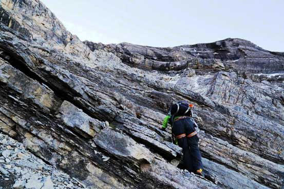 Me picking a way through these slabs. Photo by Ben