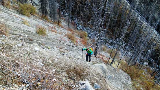 We ascended steeply up the left side bank
