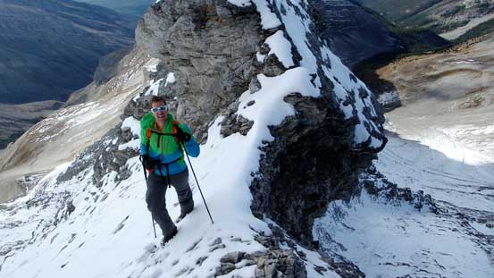 We intersected the ridge just to the right of the pinnacles