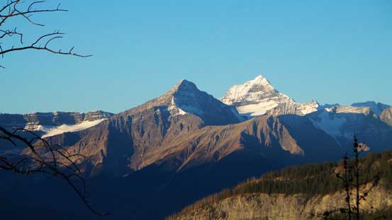 The mighty Mt. Forbes, with Mt. Outram in front which looks oddly like "Little Forbes".