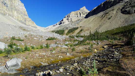 Into the alpine. Here's actually a very good bivy spot.
