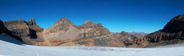 A panorama view of the three Whitegoats (Troll, Dasent, Gruff from L to R). I'm not a big fan of these separate unofficial "bivouac" names.