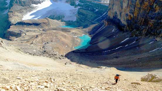 Raff slogging up the endless treadmill scree