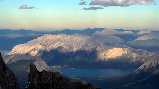 Mt. Michener and Abraham Lake. Both Raff and I did it in winter by cramponing across the frozen lake.