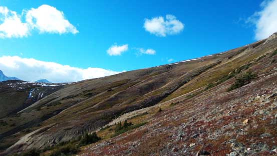 We'd side-hill all the way to the far skyline ridge