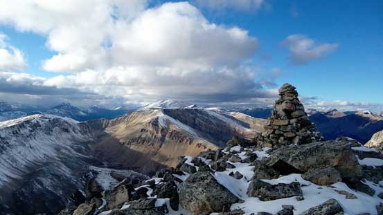 A huge cairn on the summit. Someone must have spent a good amount of time building it...