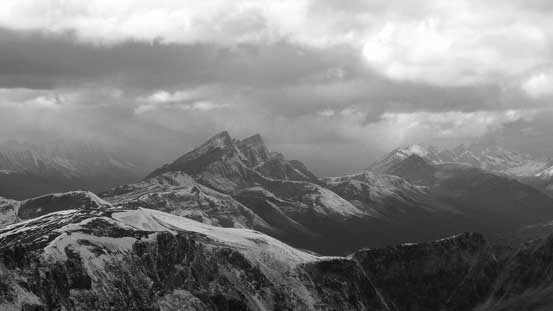 Waterfall Peaks looking north. Weather appeared worse towards Jasper