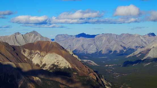 Looking way down Brazeau River towards the distant Tarpeian Rock