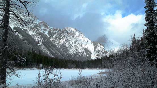 Occasionally we could see our objective (peak in background), but mostly it's soaked in clouds.