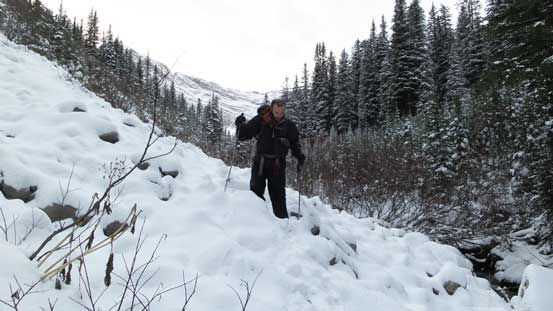 Now, follow our tracks out.