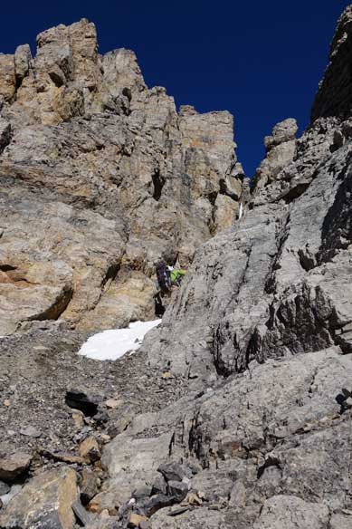 Me challenging up the gully. Photo by Raff