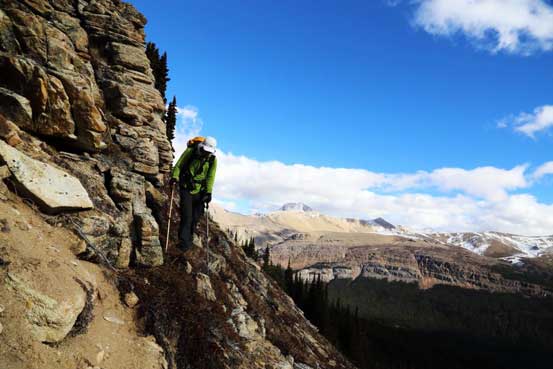 We had to traverse a long section of side-hill terrain. Photo by Ben