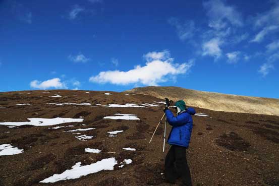Me with the gentle ascending slope. Photo by Ben