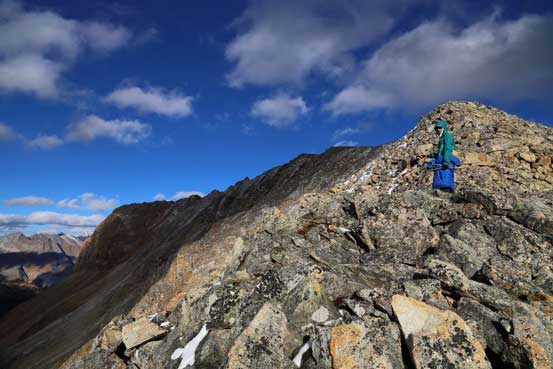 Me scrambling up. Photo by Bena