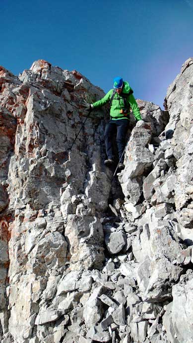 Vern descending a steeper step