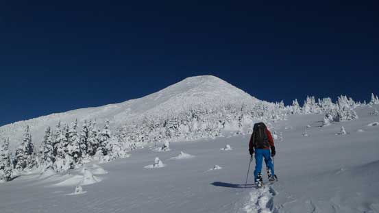 Near treeline now, with our objective in front
