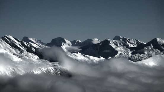 Peaks on Hooker Icefield - Mt. Scott on left; Mt. Hooker on right