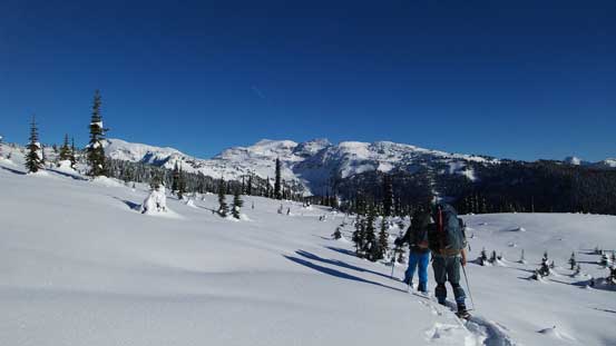 Ben and Eric breaking trail towards our distant objective