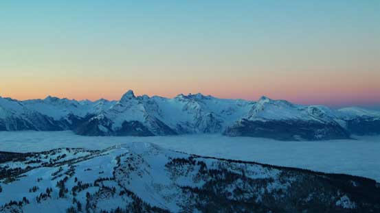 Frenchman Cap just before alpenglow