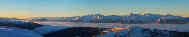 Panorama of the valley clouds with Monashees poking behind. Click to view large size.