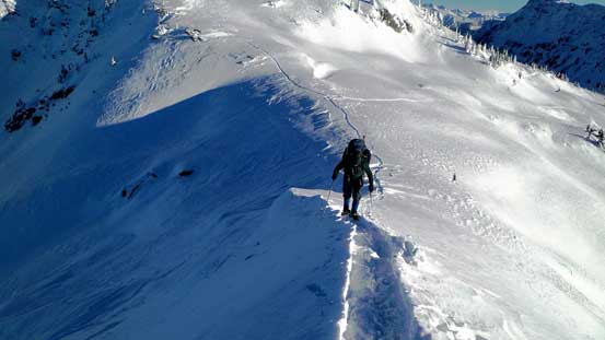 Eric on this snow arete