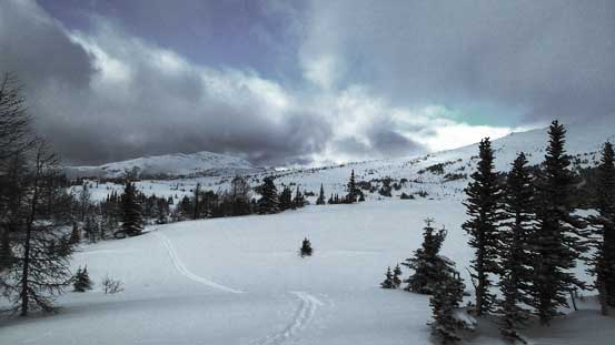 Typical ski touring in this area.