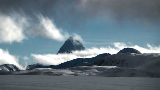 Looking back, now Mt. Assiniboine showed up!