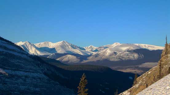 A zoomed-in view towards peaks north of the Ranch