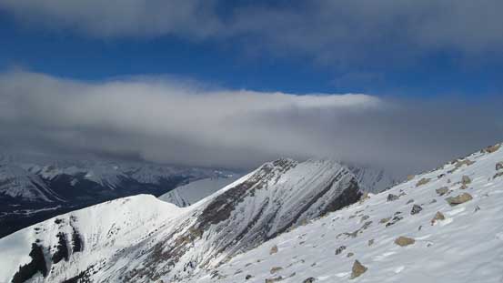 This picture shows the cloud layers... All the high peaks were soaked in