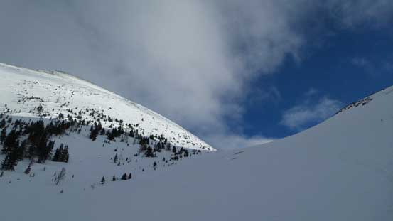 Looking back towards the col