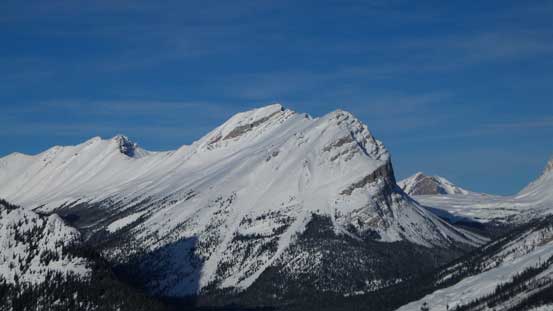 An unnamed peak with Allenby Pass on right