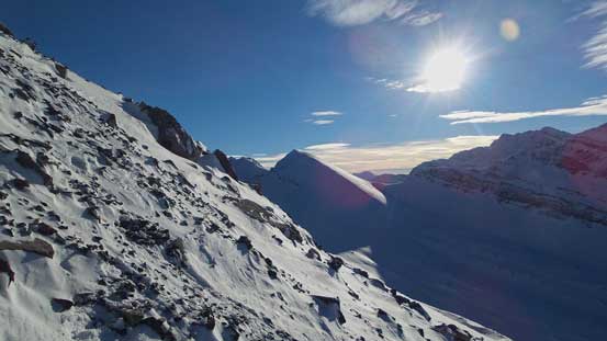 The terrain was steep.. Mt. Morrison in the background.