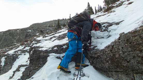 Ben scrambling up