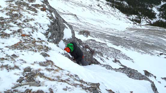 Vern clearing the crux wall.