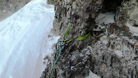 Solid natural anchor for rappelling. To use this you must have a 60-meter rope..