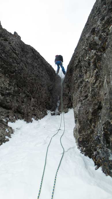 Ben rappelling the steepest part.