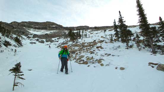 Vern plunging down the snow gully to save our knees