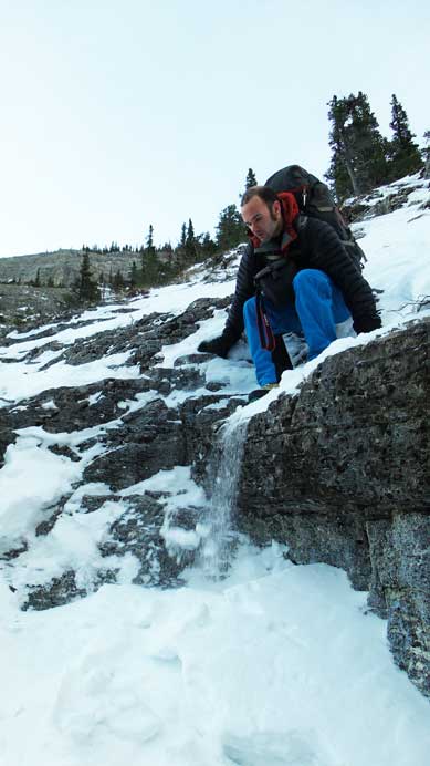 Ben just about to jump down the second rock band