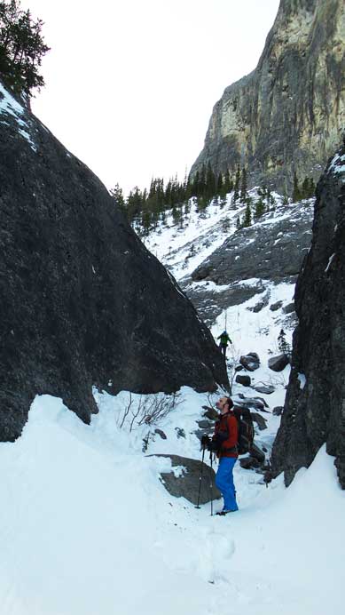 Then back to the canyon. Ben carefully examining the bolted rock routes.